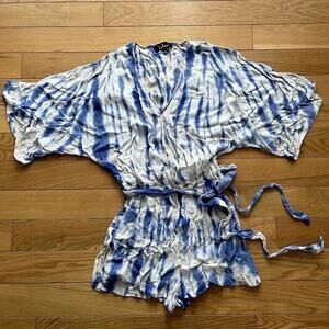 Lulus | Women's S, Shibori, surplus‎ romper, kimono sleeves, tie dye